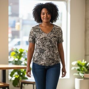 Laura Petite Stretchy, Versatile Short Sleeve  Top Size L